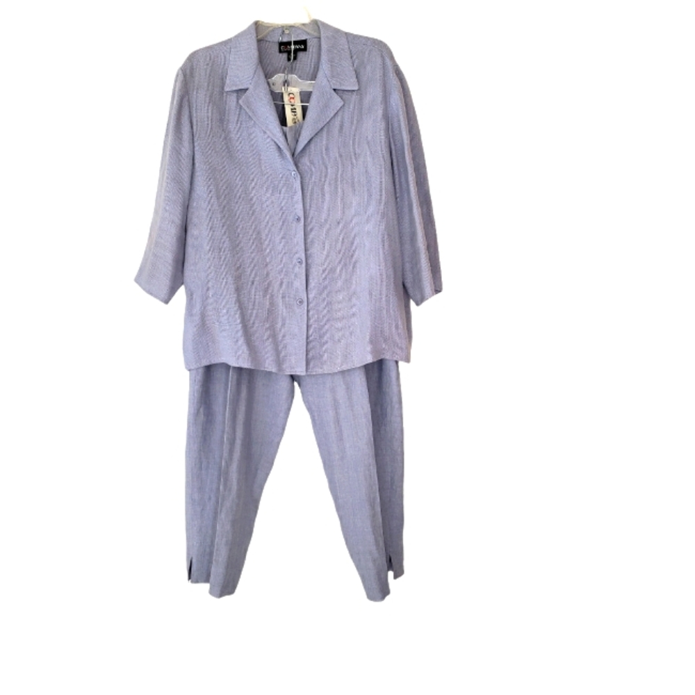 Ellen Tracy Coordinates Lavender Pantsuit - 100% Linen - Plus size 16/18 NWT